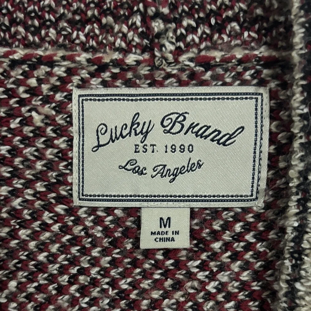 Lucky Brand Burgundy and Cream Cardigan - Picture 2 of 5